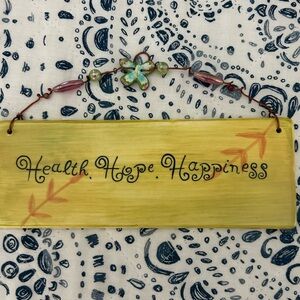 Health Hope Happiness Yellow Wall Art
